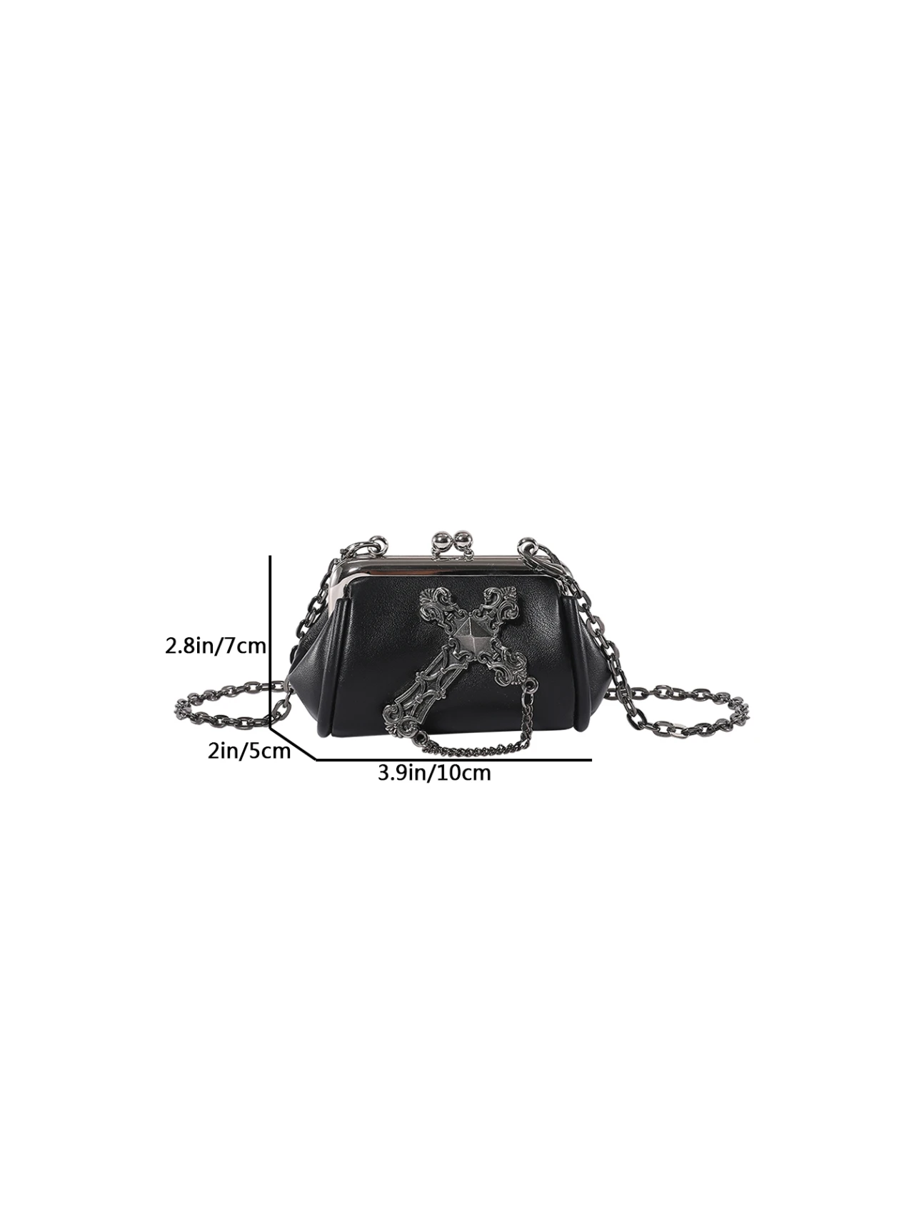 New Gothic Black Mini Handbag Girls Dark Punk Skull Chain Shoulder Crossbody Bag Ladies Party Shopping Leather Clutch Clip Bag