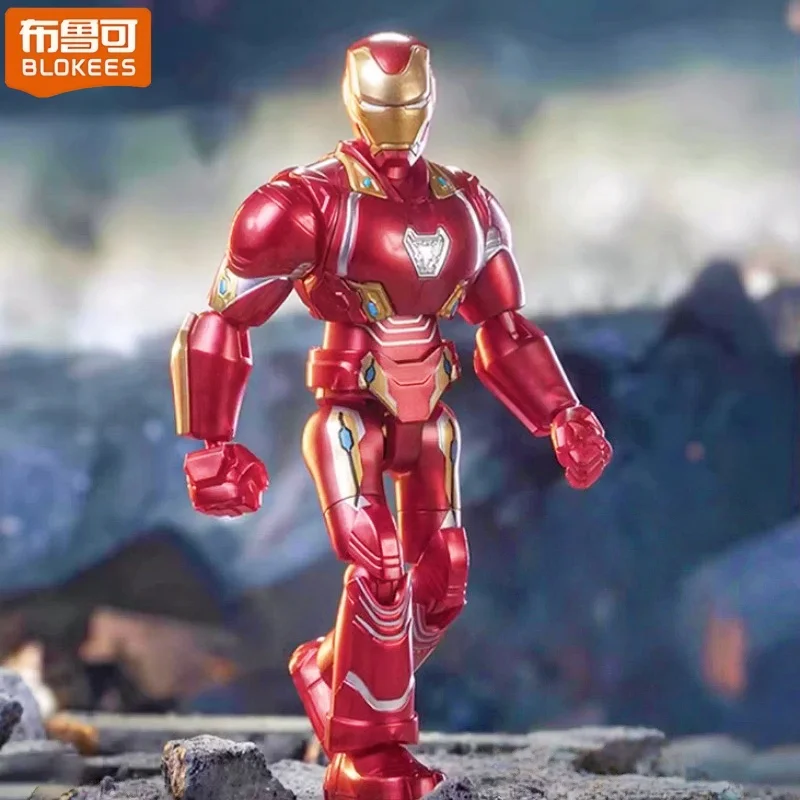 Blokees Marvel Superhero Assembly Kits Star Series الرجل الحديدي اللبنات MK50 الرجل العنكبوت نموذج أرقام ديكور الطاولة #5