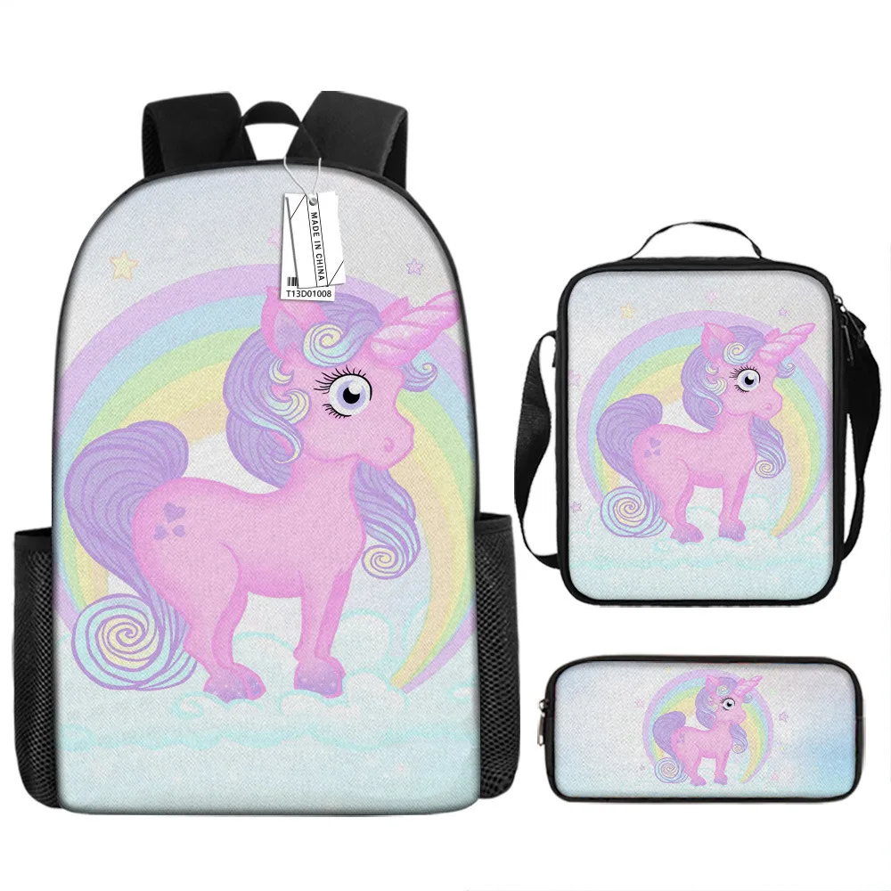 

Hip Hop Youthful Cool unicorn 3D Print 3pcs/Set Student Travel bags Laptop Daypack Backpack Crossbody Lunch Bag Pencil Case