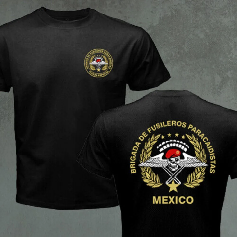 Mexico Parachute Rifle Brigade Paracaidistas Paratrooper Airborne Army T-shirt Short Sleeve Casual 100% Cotton Shirt