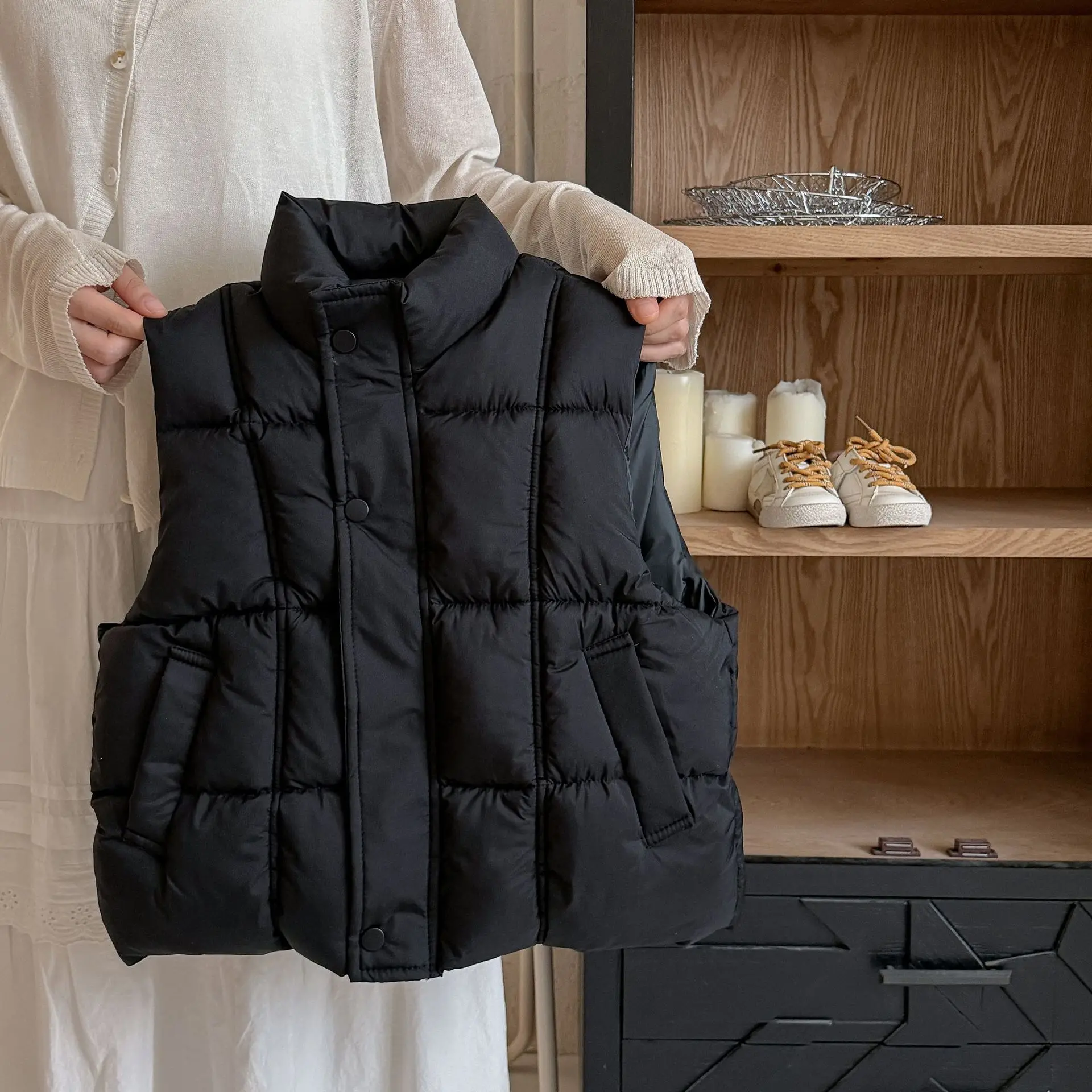 OLEKID Junior Boys Sleeveless Padded Coats Winter Children Boys Thicken Waistcoat 4-14Yrs Kids Teen Boys Warm Liner Vest Clothes