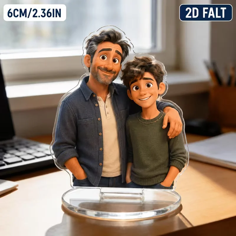 Custom 2D Flat Acrylic Standee Personalized Cute Photo Cartoon Couple Portrait Desk Decor Picture Acrylic Figure Stand Gift