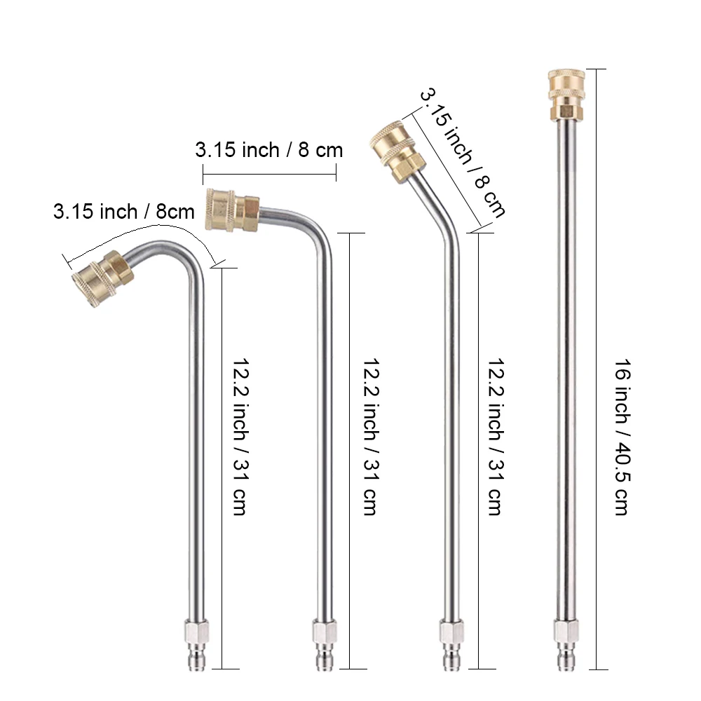 Car Pressure Washer Extension Wand Lance 45 90 Degree Curved Angled Nozzle Pivot Coupler for Karcher Sun Joe 1/4 Quick Connector