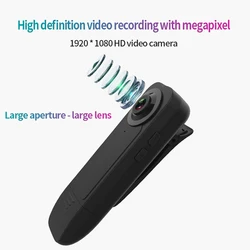 Mini Camera with Pocket Clip Bodycam Micro DV Body Digital Video Built-In HD Night Battery for Meeting Recording Running Living