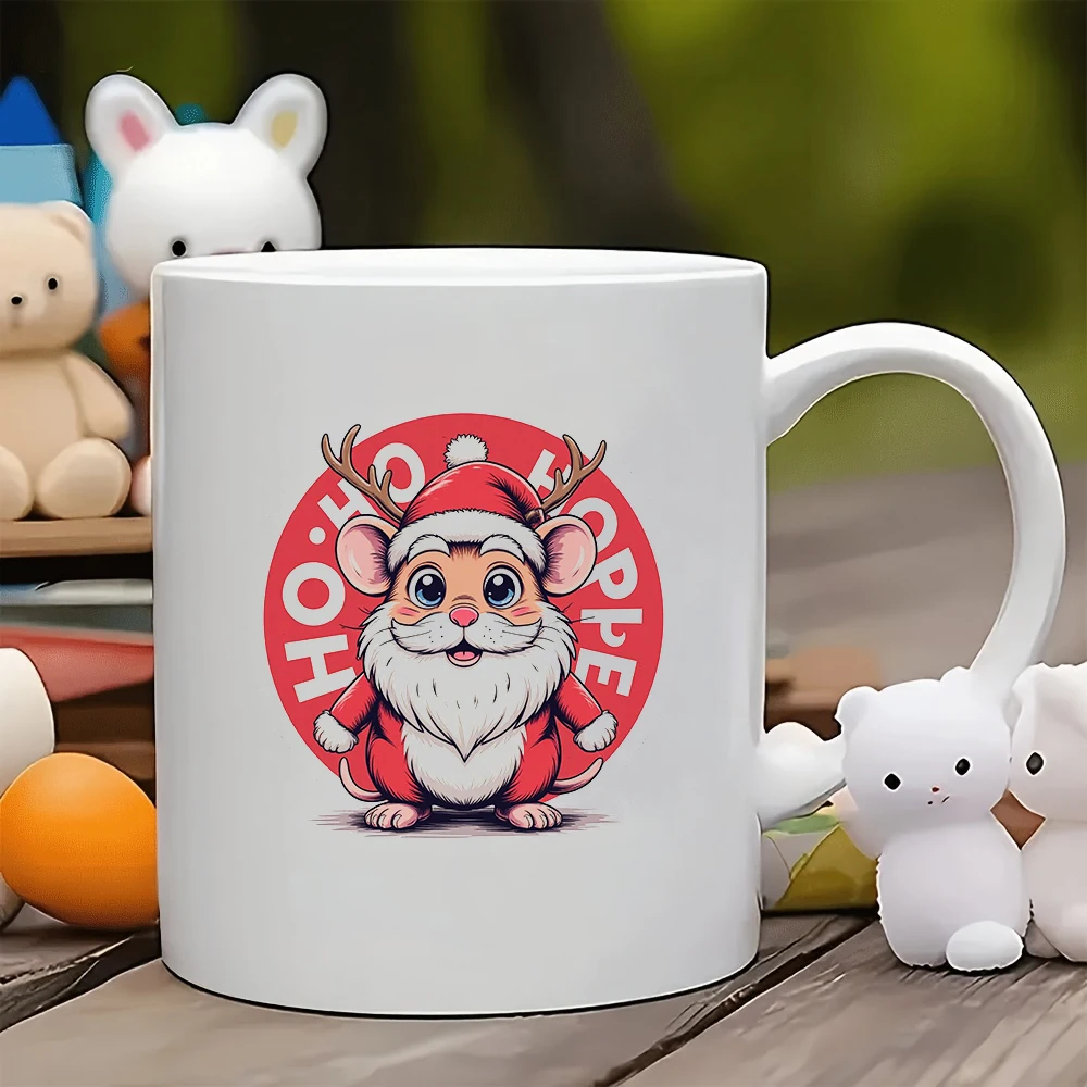11온스 만화 산타클로스 쥐 머그컵 + 어린이 컵 + 가족 사무실 크리스마스 선물 창의적인 커피 머그컵