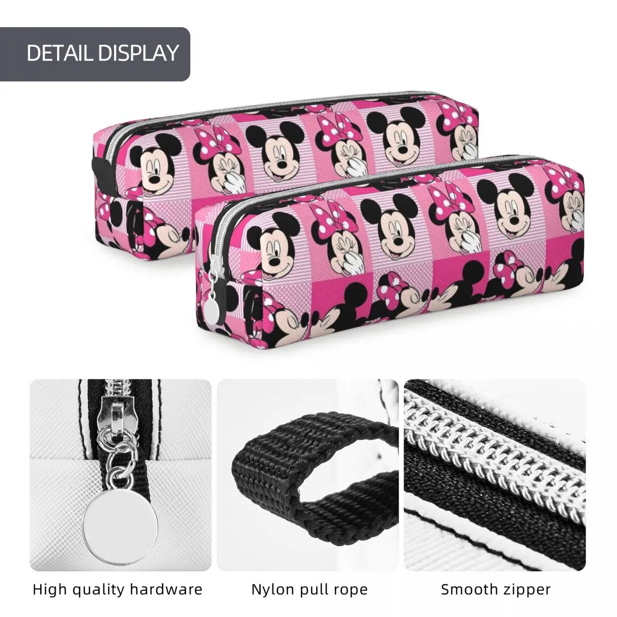 Imagem -05 - Estojo para Lápis Mickey e Minnie Mouse Pen Box Bags para Crianças Grande Capacidade Lápis Cosméticos Escolares para Estudantes