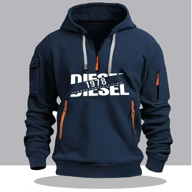 الرجال عارضة مقنعين الياقة الرباط هوديس كم قمصان في الهواء الطلق الشارع الشهير خفيفة الوزن سستة تصميم السترة #3