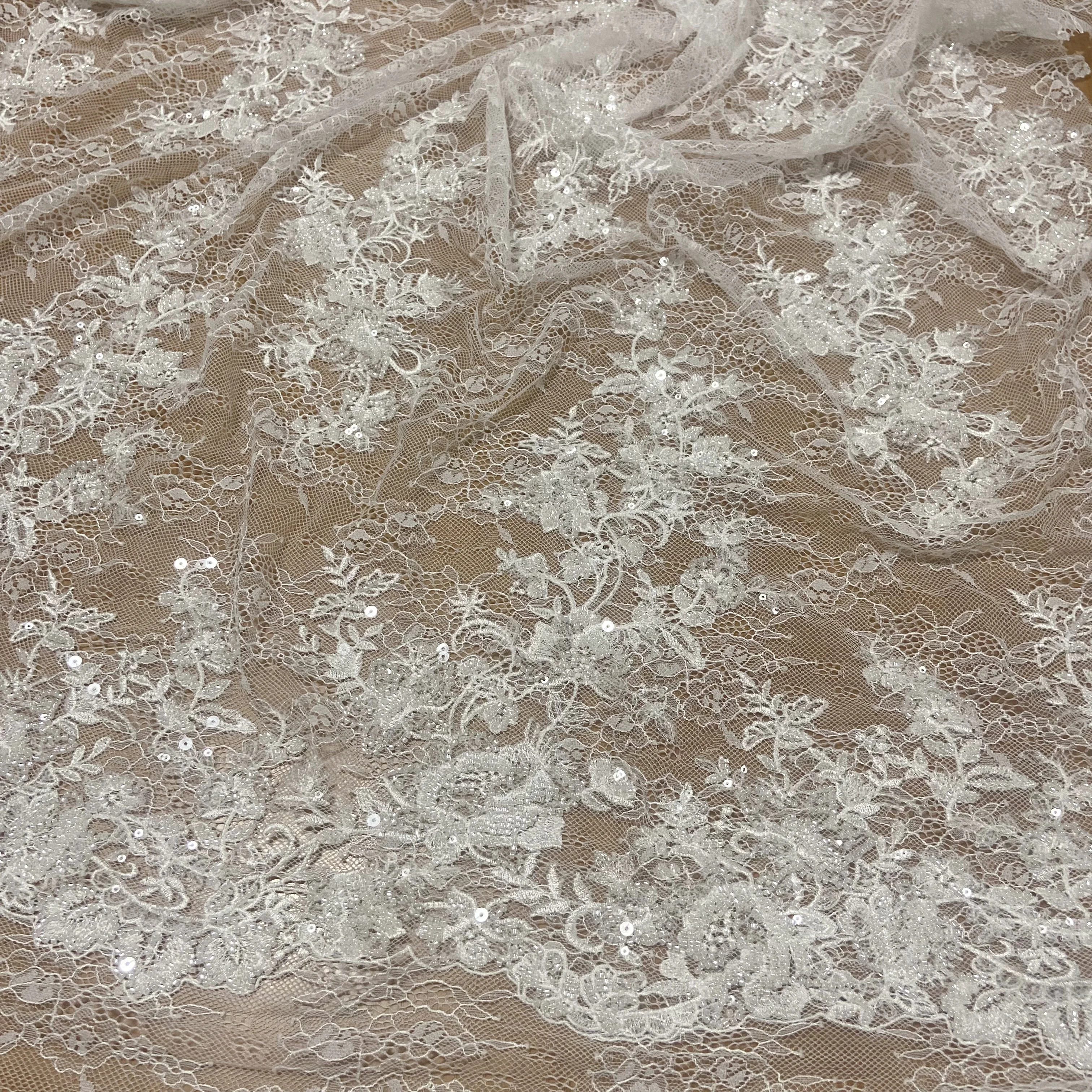 The New Flowers Openings At Nail Bead Dress Lace Fabric