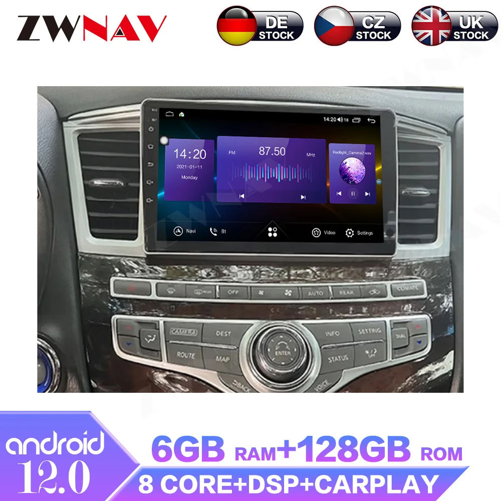 

Android 12 6+128GB Car Radio For Infiniti QX60 JX35 2017-2020 Carplay Multimedia Receivers Player GPS Auto Navi Stereo Head Unit