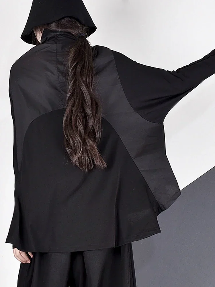 Xitao-女性用パッチワークポケットTシャツ,スタンドカラー,ストリートウェア,カジュアル,ブラック,韓国夏,lyh2877