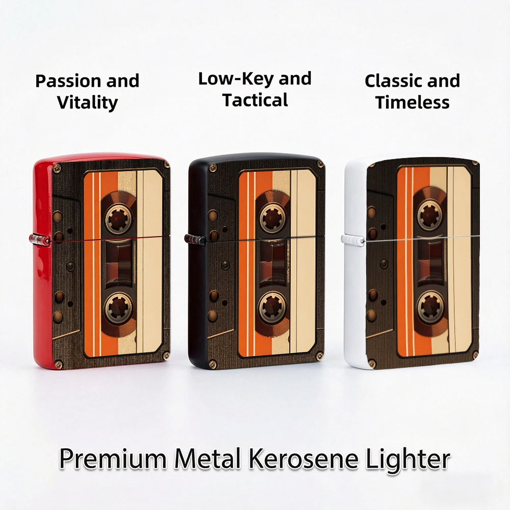 Flip Top Lighter Retro Cassette Tape Vintage Music Art Pattern lighters vintage lighters for smokers Retro Style