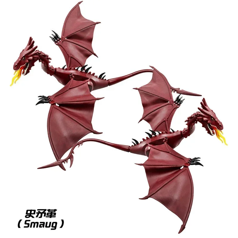 Creative Red Smaug Flame Dragon Building Blocks Classic Movies Character Figures DIY Bricks Toys For Children Christmas Gifts