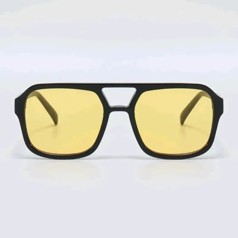 نظارات شمسية مربعة كلاسيكية مع عدسات صفراء