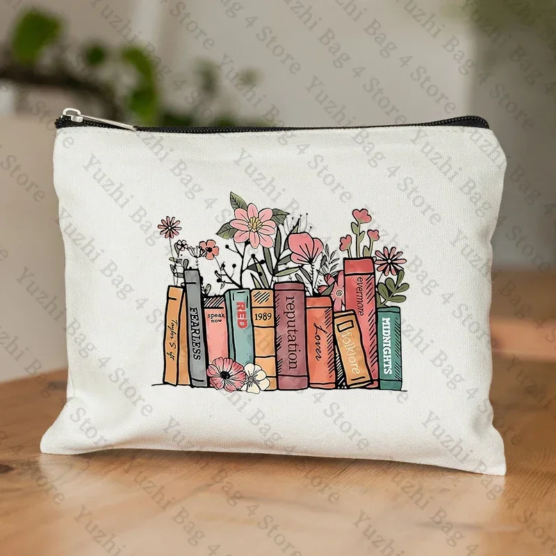 Floral Book Decor Print Makeup Bag Music Lover Gifts Fans Singer Song Album testi regalo per ragazza donna amici sorella