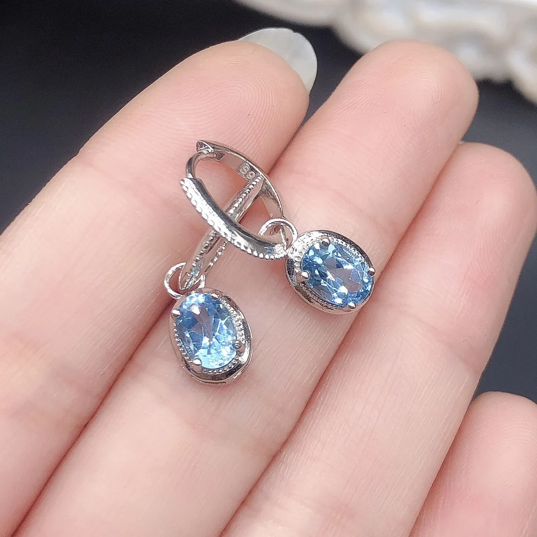 Sterling Silver 925 Natural Topaz luxury women's earrings Luxury women's all-match gift wedding free mail boutique jewelry