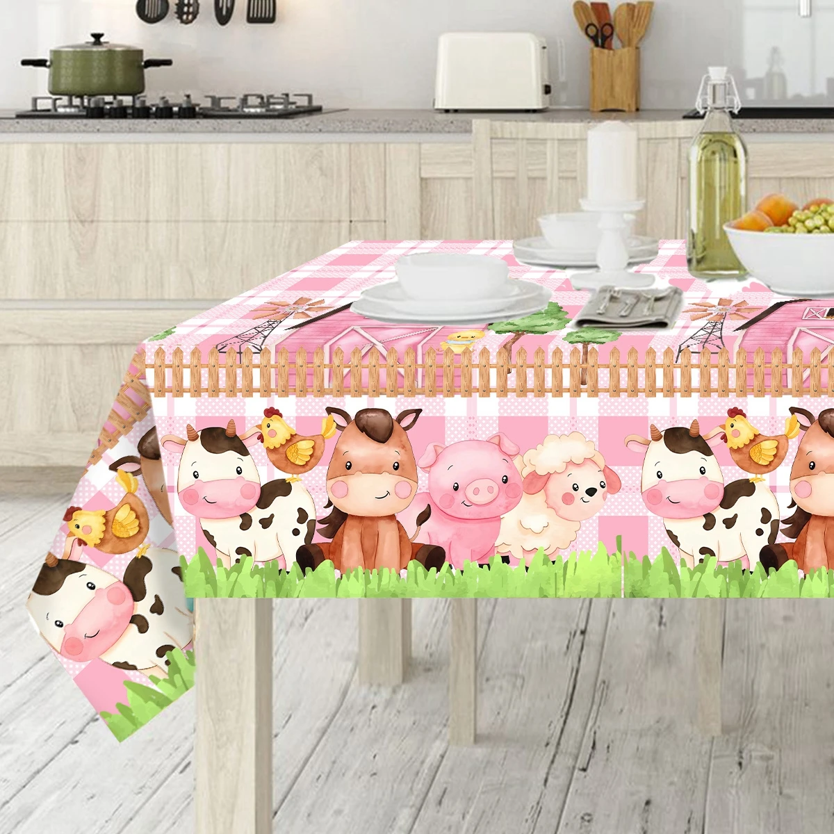 130*220cm Farm Animals Disposable Tablecloth Farm Animals Birthday Party Decor Kids Birthday Party Favors Supplies Baby Shower