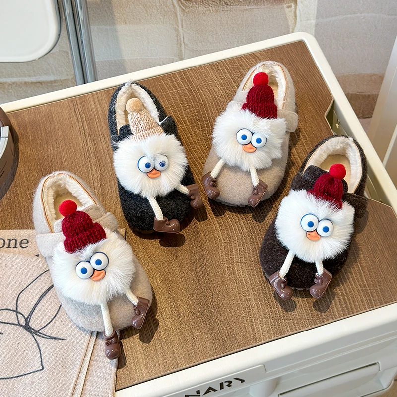 

2025 Winter New Cute Children Casual Shoes Girls Boys Fashion Korean Style Soft Sole Anti-slippery Kids Indoor Cotton Shoes
