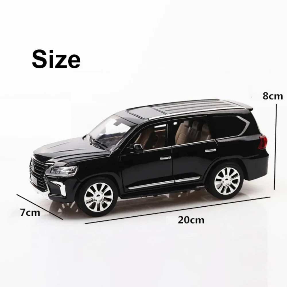 1:24 Scale Lexus LX570 SUV Car Toy Model Alloy Diecast Doors Opened Sound Light Pull Back Off Road Vehicle Models for Kid Gifts