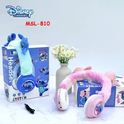 MSL-810 Disney Stitch Wireless Bluetooth Headphones MSL-810 HIFI Stereo Sound Plush Headsets with Mic Kids Gifts Anime Cartoon