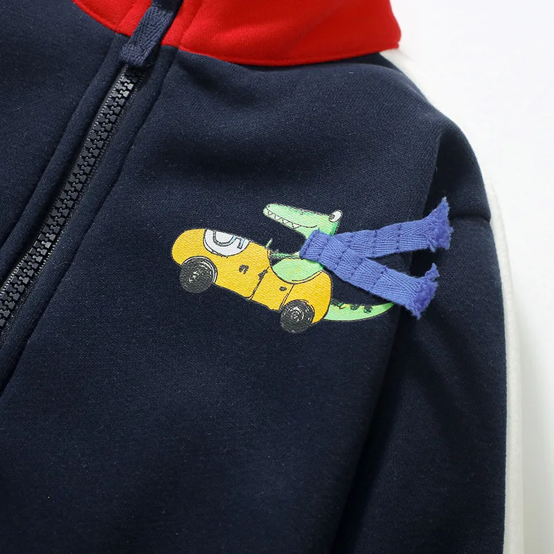 

Autumn and Winter Boys' Long Sleeve Fleece Sweatshirt New Cartoon Baseball Jacket Children's Warm Coat