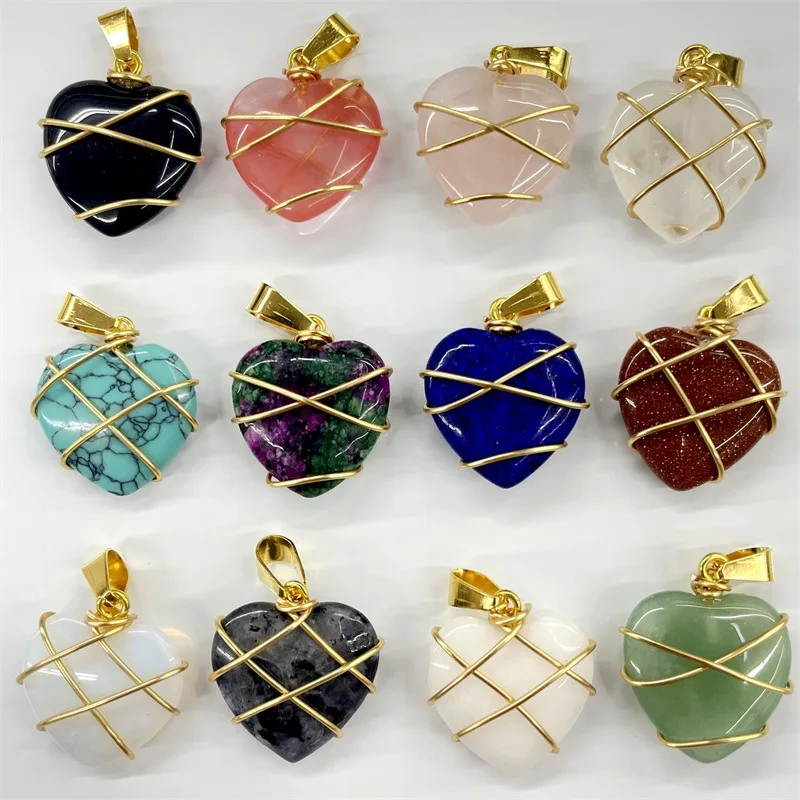 5Pcs Crystal Colorful Heart Charms Alloy Pendant  For Jewelry Making Diy Bracelet Necklace Handmade Accessories Supplies