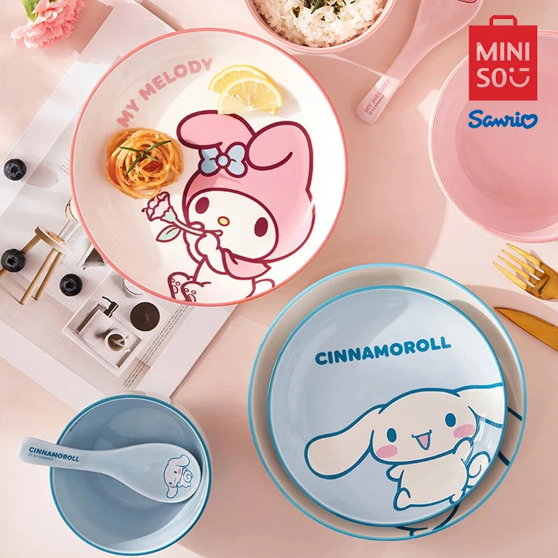 ミニソラ-高級食器セット、かわいいセラミックライスボウル、ccrosollチョイスティックスプーンプレート、家庭用キッチン用品ギフト、サンリオ