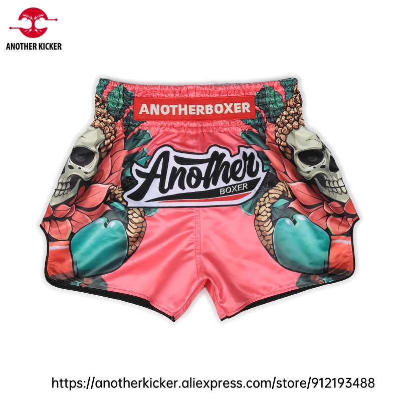 

Muay Thai Shorts Elastic Waist Skull Boxing Shorts for Men Women Breathable MMA Kickboxing Training Fighting Thaiboxing Pants