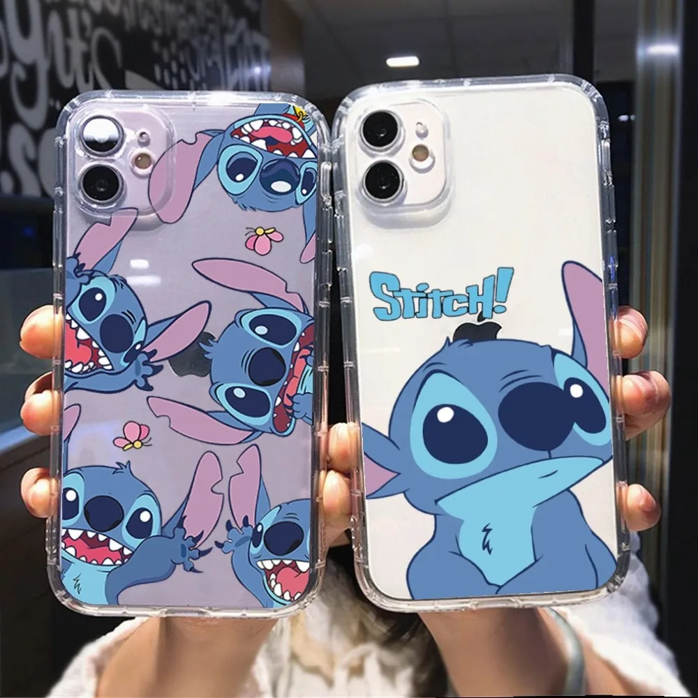 cute cartoon stich Phone Case transparent for iphone 15 14 11 13 12 Pro Max Xr X mini 7 8 PLUS coque cover