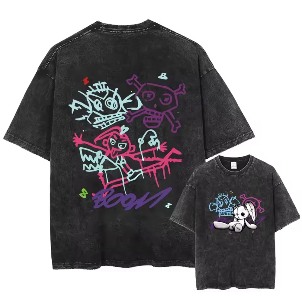 

SOVOB T Shirt Men Mens Clothing T Shirt Homme Mens T Shirt New Arcane Jinx Game Lovers Graffiti Washed Arcane Jinx Boom TShirts