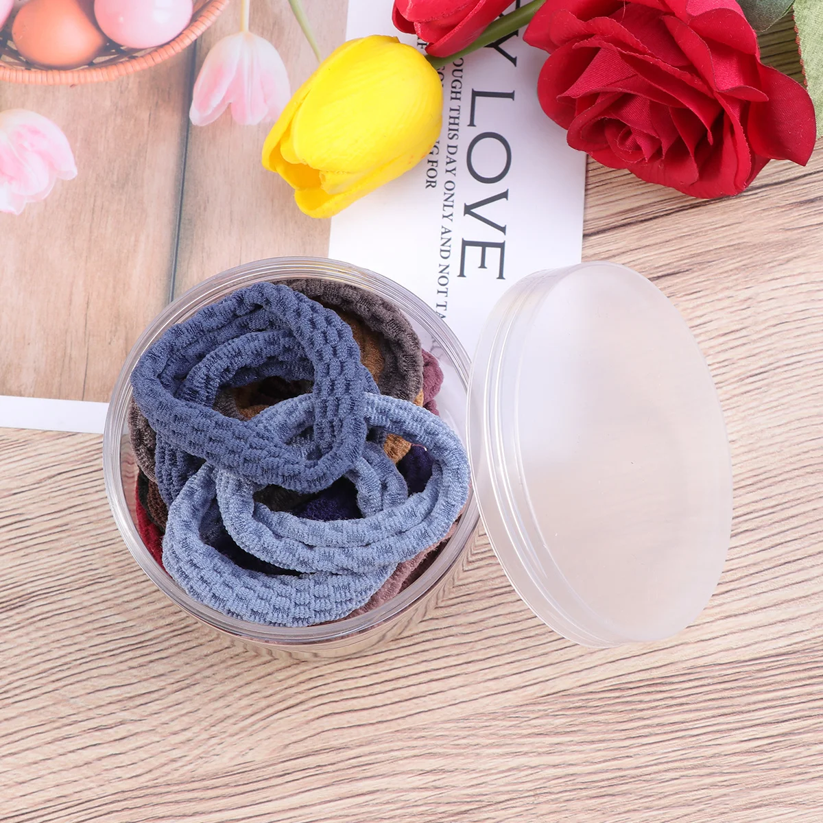 

20Pcs Hair Ties Thick Elastic Hair Bands Solid Color Bright Ponytail Holders for School Party Daily Wear Accessories