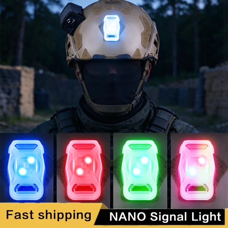 Nano Signal Helmet Lamp: Wild Survival Safety Strobe Helmet Light with IR and Red/Blue/Green Lighting Modes