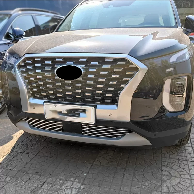 For Hyundai Palisade 2019 2020 Front grille cover decorative strip Aluminum alloy bright strip Chrome plated