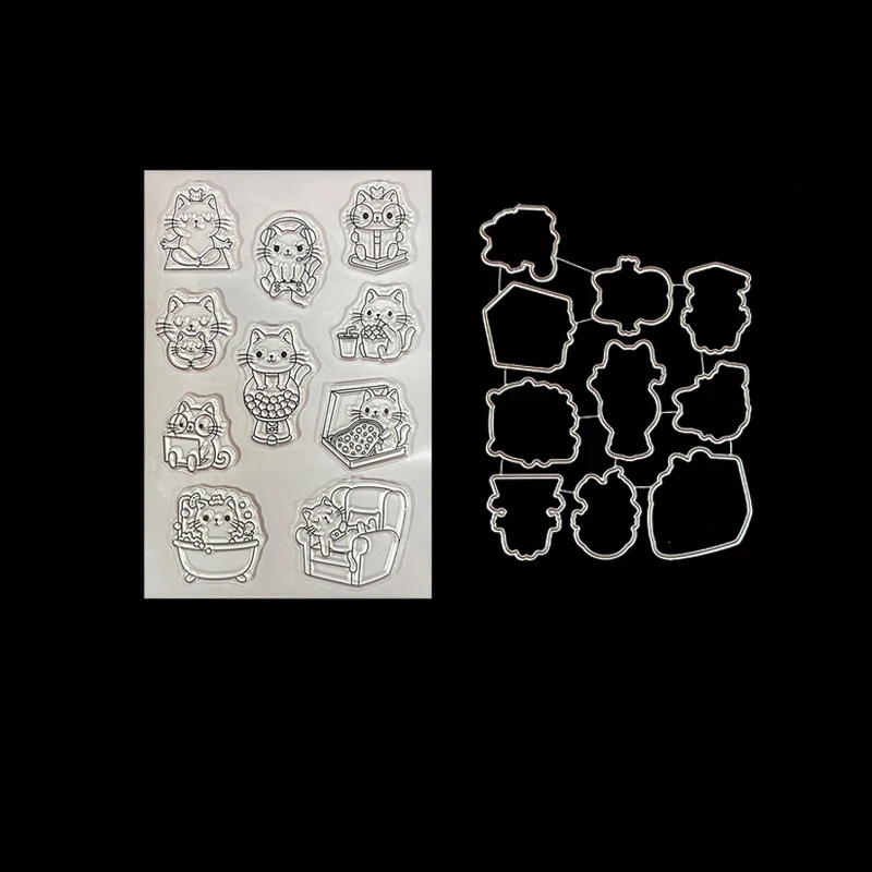 Monkeystamp Animal Skunk Metal Cutting Dies and Clear Stamp for DIY Scrapbooking Photo Album Decorative Embossing Paper Cards - view 3