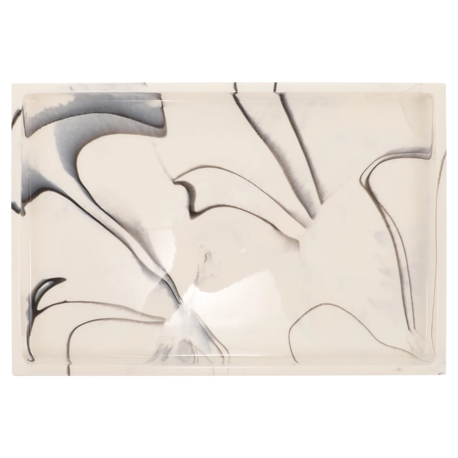 Plateau à motif de marbre, organisateur de bureau décoratif en résine pour salle de bains, comptoir de vanité, rangement de clés, porte-bijoux