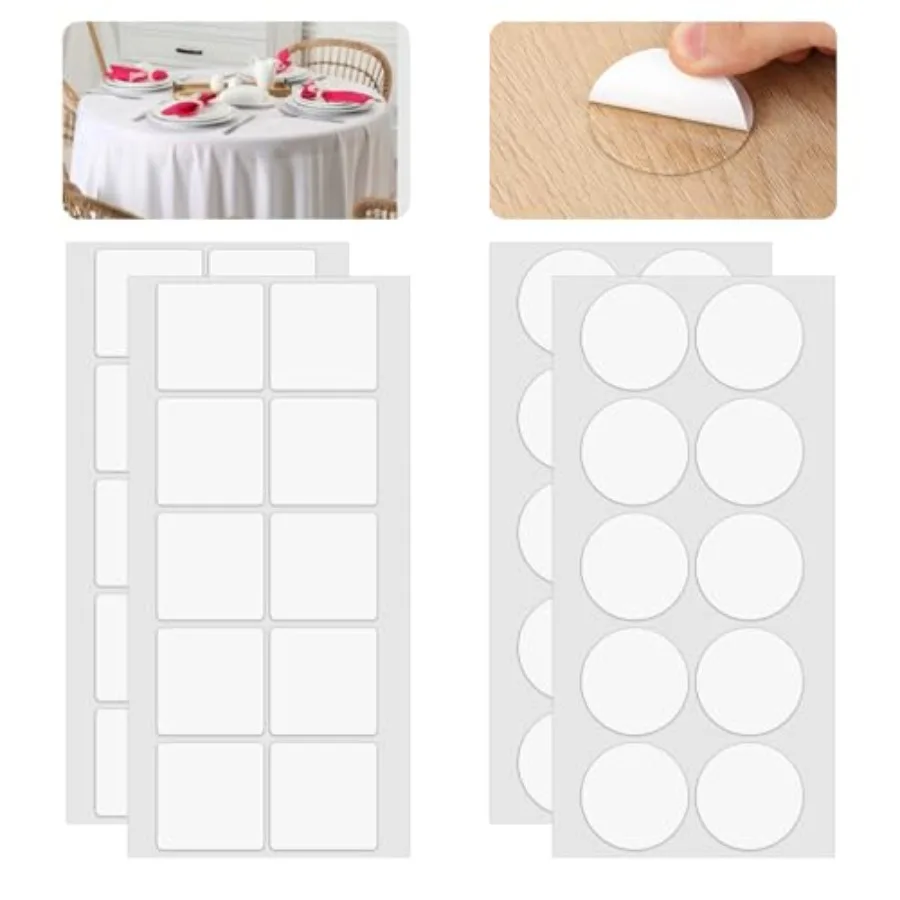 Transparent Tablecloth Clips, 40 Pcs Removable Outdoor Table Cloth Holder Double Sided Mounting Tape Adhensive Dots Windproof T