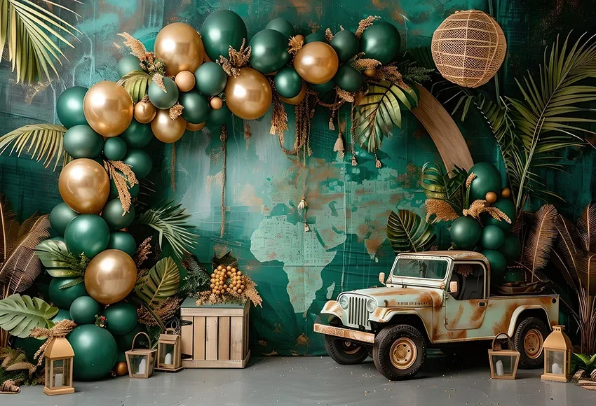 Mehofond الغابة سفاري بالون خلفية الوليد بيبي بوي حفلة عيد ميلاد التصوير خلفية الحيوان الأسد ديكور استوديو الصور