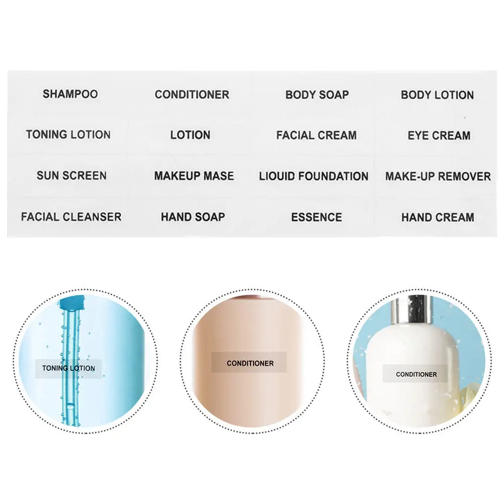 

20 Sheets Sub Bottle Labels Elegant Simple Design Bottle Stickers for Skincare Products Water Resistant Cosmetics Dispenser