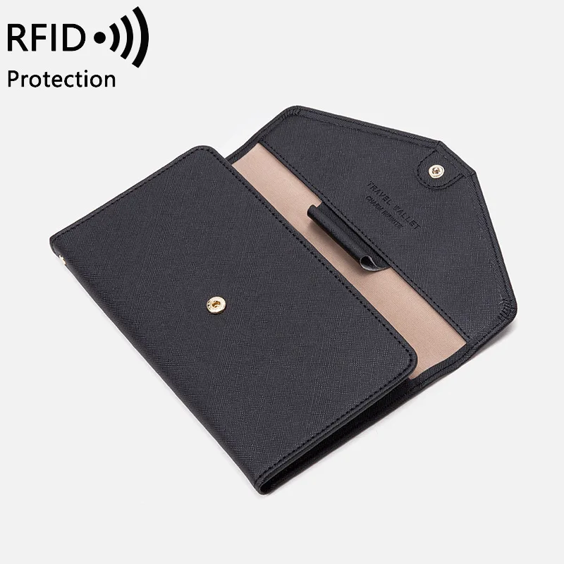 

Multifunctional Passport Bag Portable Airplane Ticket Protector Leather Multi-card Wallet Simple Multilayer Card Certificate