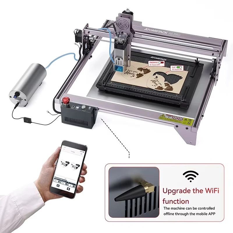 Atomstack AIC1 Gas Assisted Auto Control Box Wifi Offline App Control for Lightburn For A5 X7 A10 S10 X20 S20 A20 X30 S30 Pro