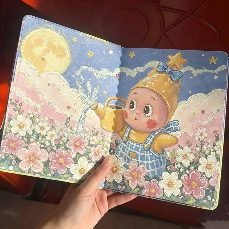 Cute Star Baby Pajama Notebook, Color Illustrated Journal, Kawaii Aesthetic Student Diary, Cartoon Handwriting Planner with