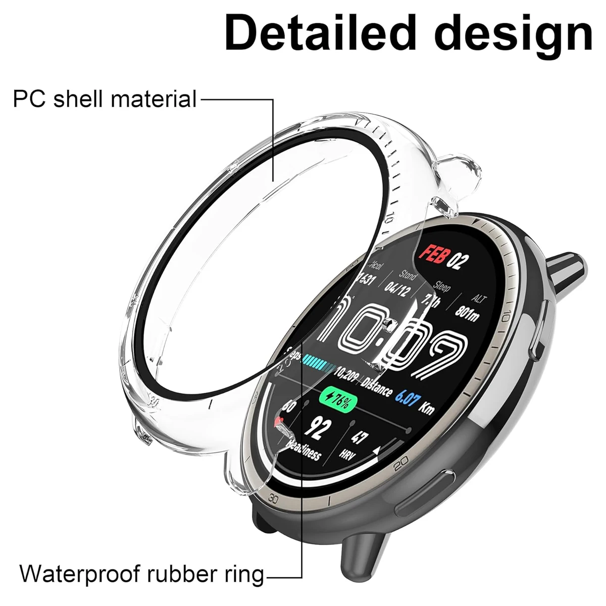 Полый чехол для ПК для Amazfit Active 2 (A243), защитная пленка Samrt, ремешок для часов, ободок, кольцо, бампер для Huami Amazfit Active2, корпус