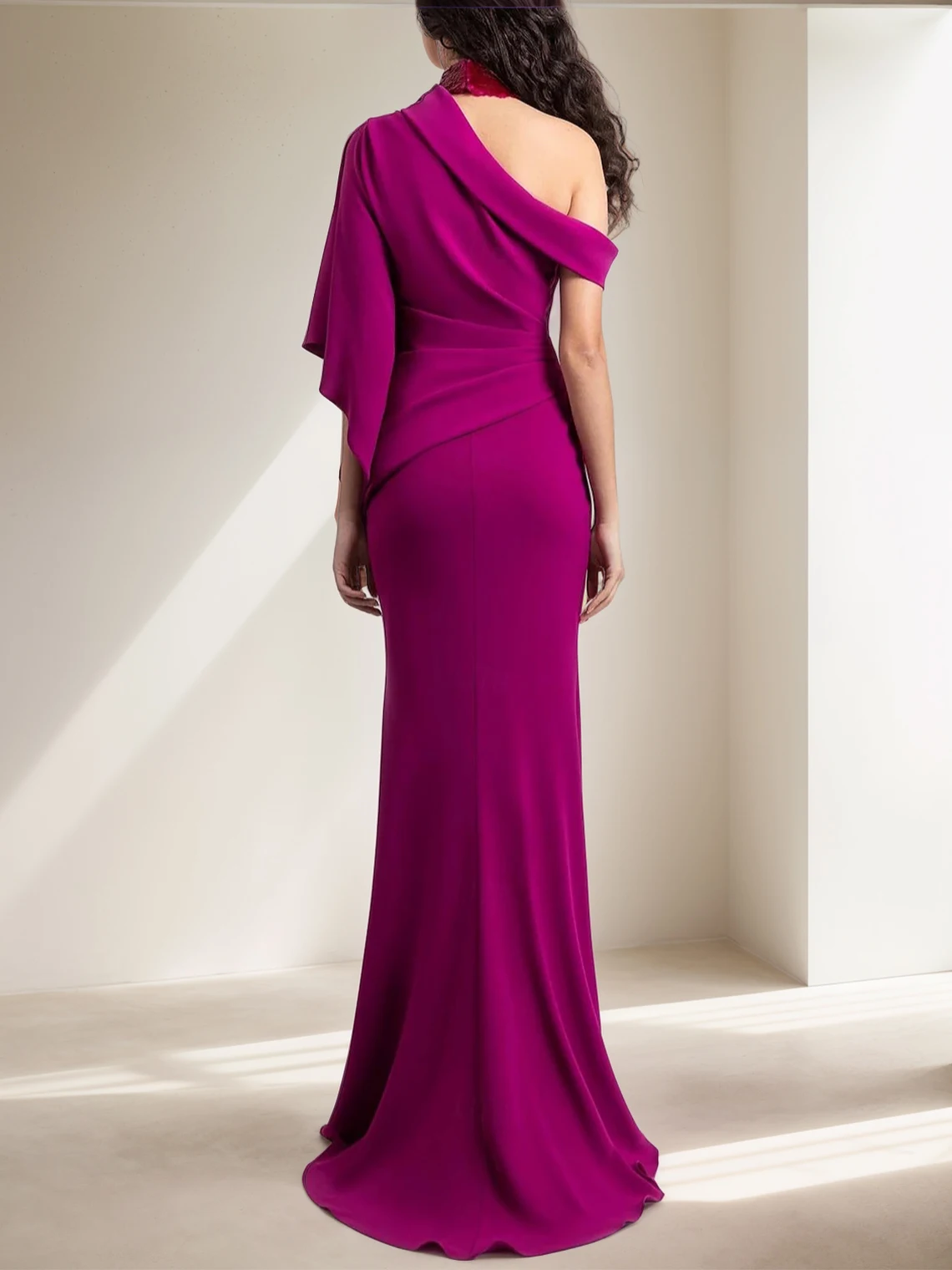 

Elegant Wedding Guest Dress Floor Length Chiffon Lace Half Sleeve Pleated Appliques Evening Dress Plus Size 2025 free customized