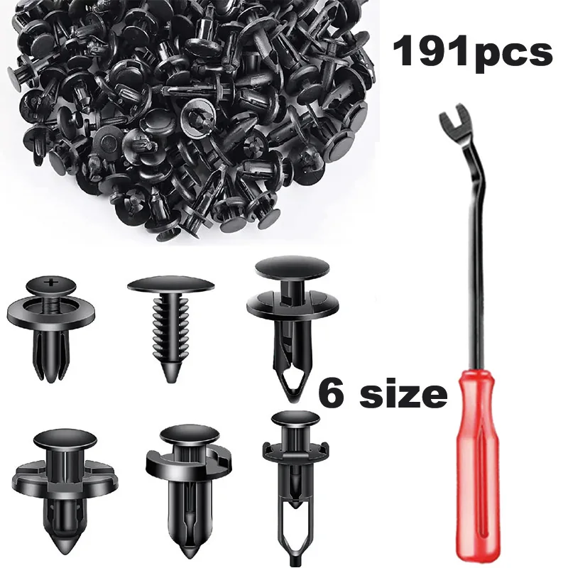 6-Size Auto Push Pin Rivets Kit Plastic Fasteners for Car Body Bumper Retainer Clips & Trim Panel