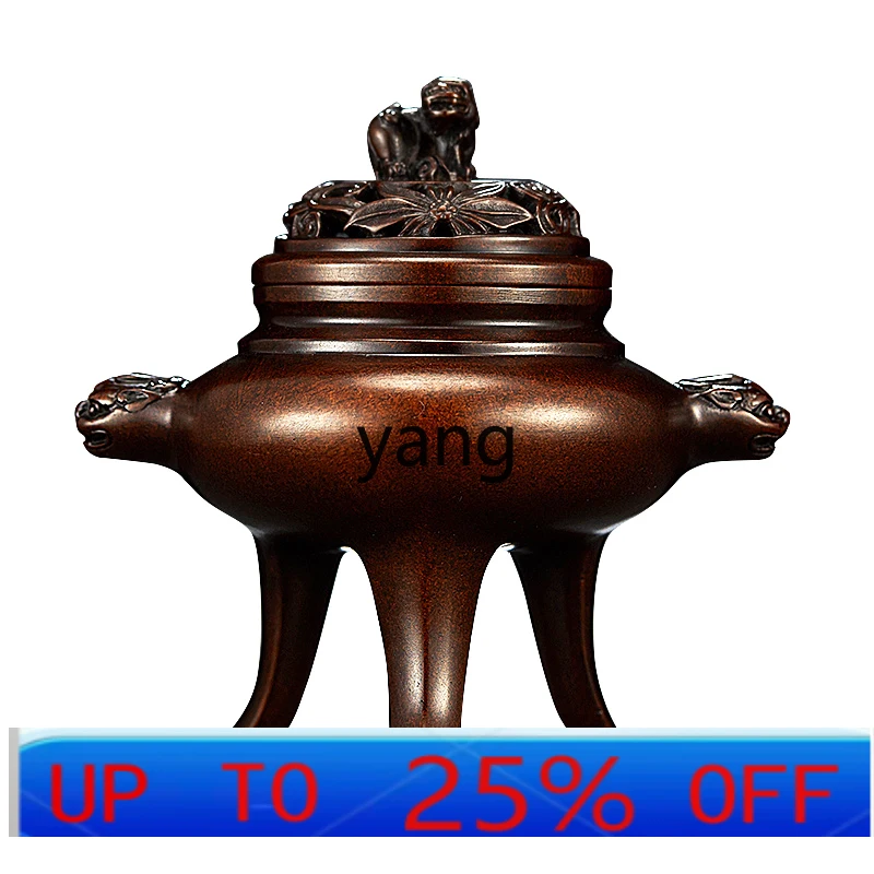 

Ltt three-legged copper incense burner pure copper incense burner sandalwood antique copper incense burner household indoor