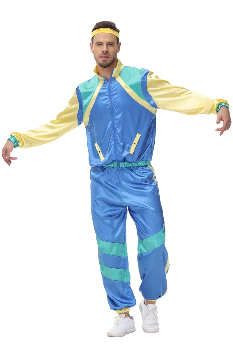 Homem halloween hippie traje vintage 80s hip hop discoteca vestir cosplay agasalho outfit