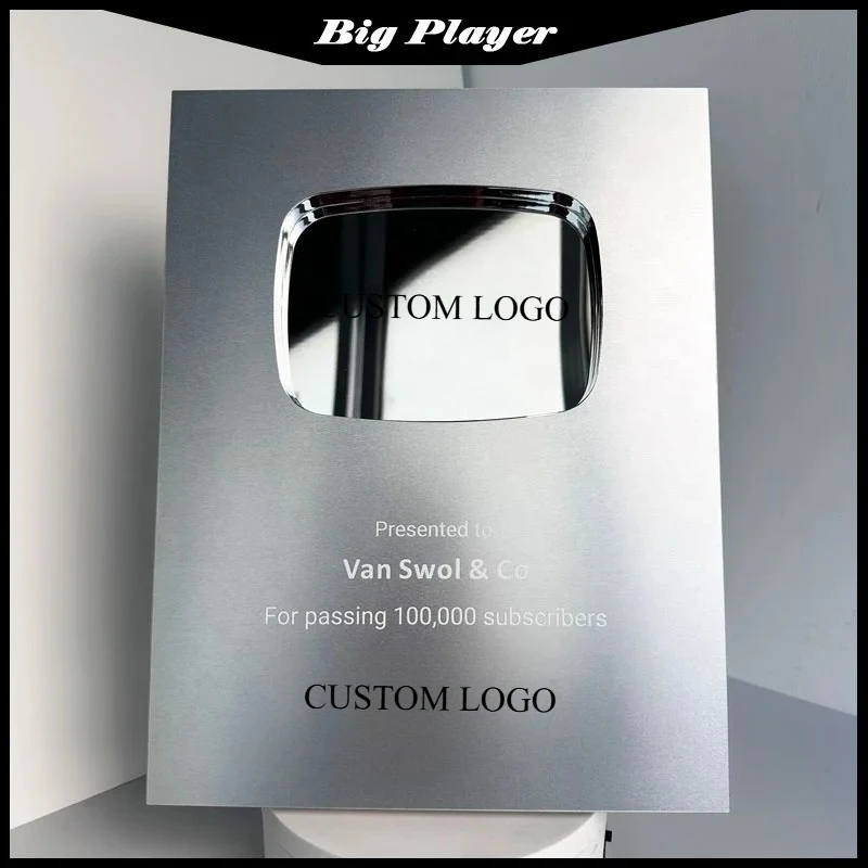 Social Media Award Gold Plated Metal  for YouTube Shield TikTok Trophies Medals Available Multiple Copper Aluminium Plaques