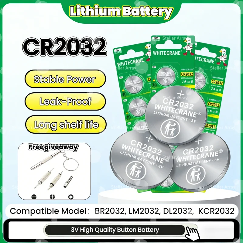 

High-Capacity CR2032 3V Button Battery for Automotive Remote, Digital Watch, Key Finder, Calculator and Toys