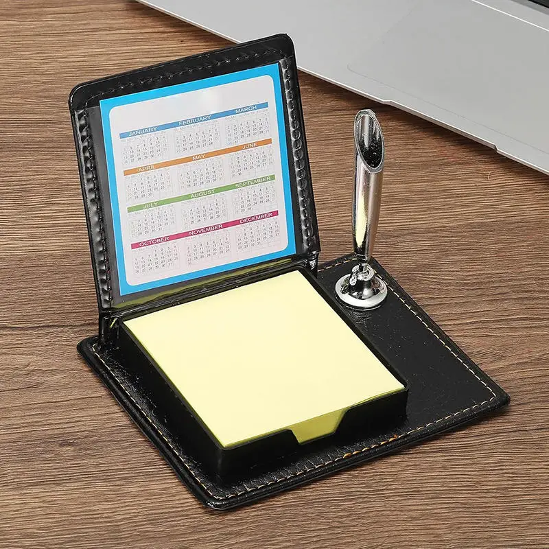 PU Leather Memo Pad  With Sticky Note Holder Notepads Dispenser Hold Up to 100 Sheet Noetpads for Home Office Drawers Desktop