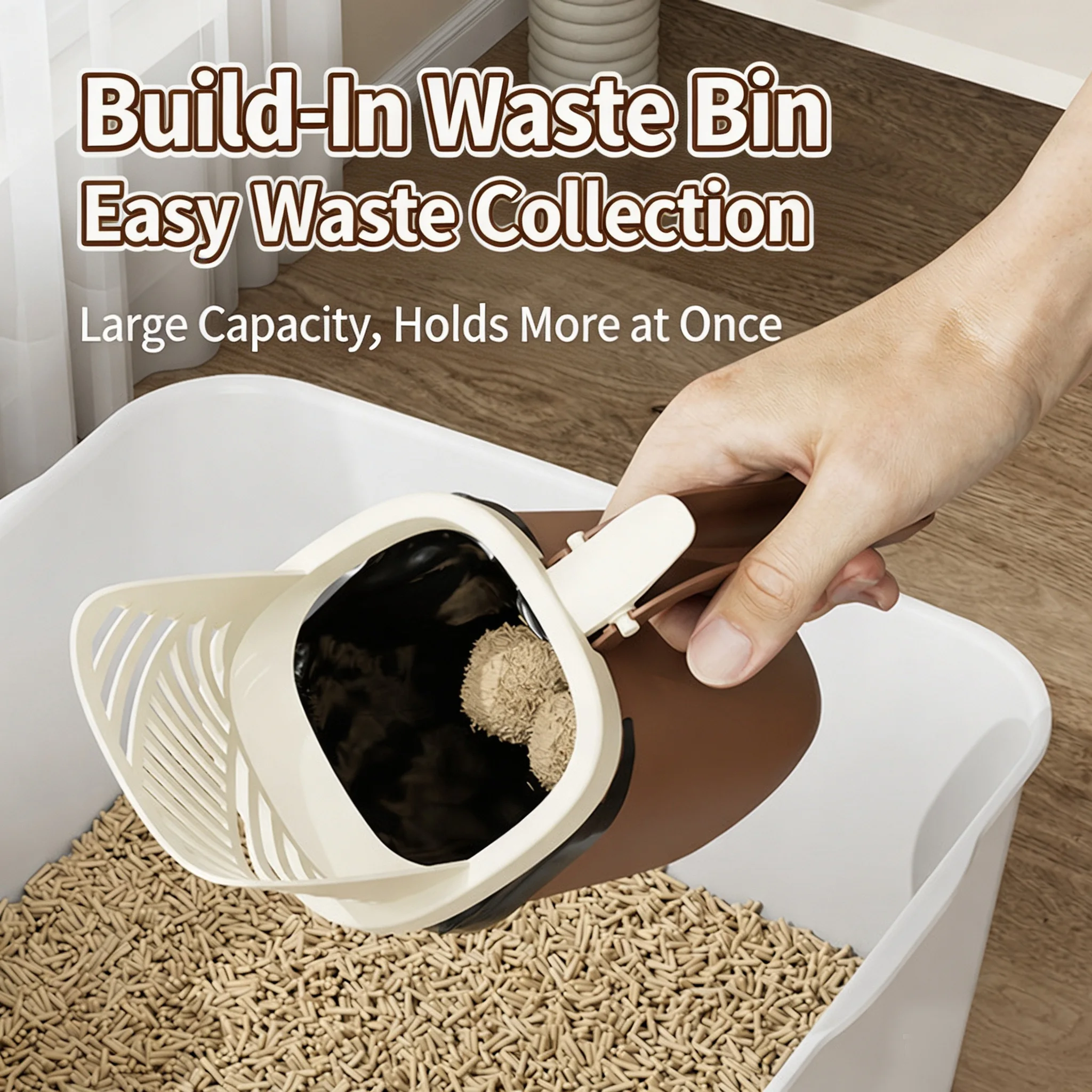 Creative Cat Litter Scoop Storage Bucket with Built-in Trash Bag Dispenser Pet Cleaning Tool for Cat Owners