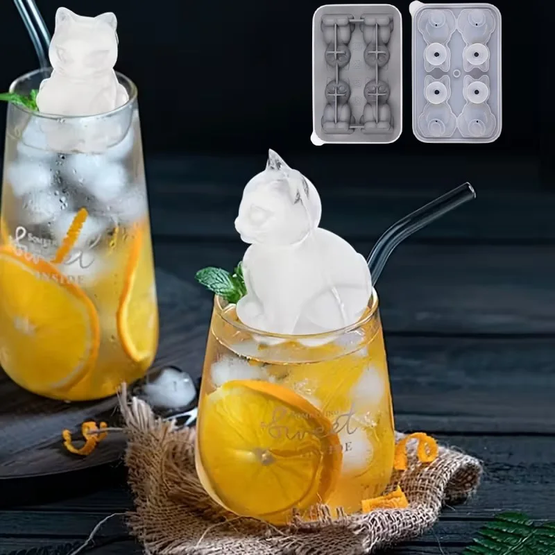 Silicone Ice Cube Mold Cat Shape Animal Design Ice Ball Mold for DIY Home Party Kitchen Cold Drinks Ice Maker